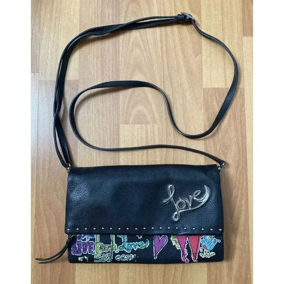Brighton Bags Brighton Rare Leather Kiss Me Love Flap